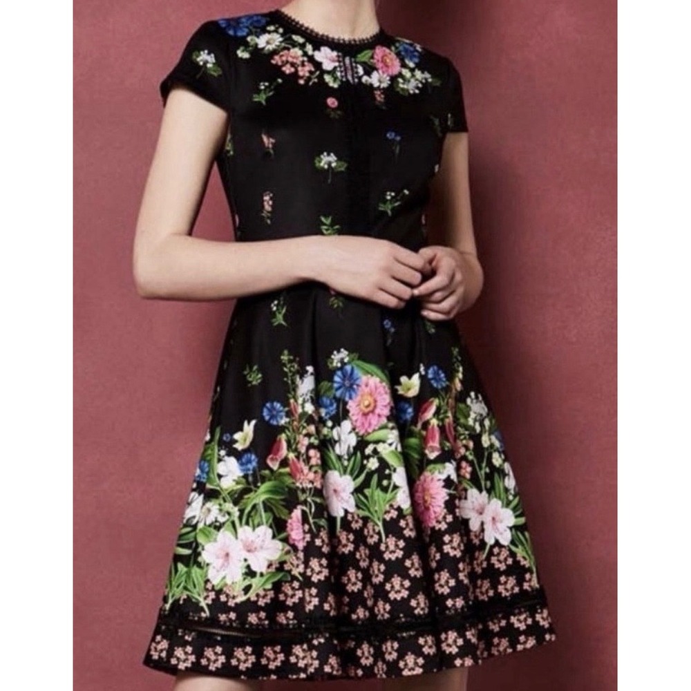 Ted Baker London Daissie Florence Trim Flare Dress 0 Botanical Cocktail Garden